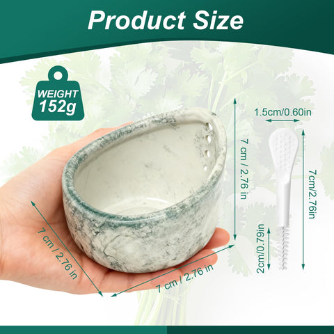 Aiuulu ceramic bowl with varied hole sizes for efficient rosemary and thyme de-stemming