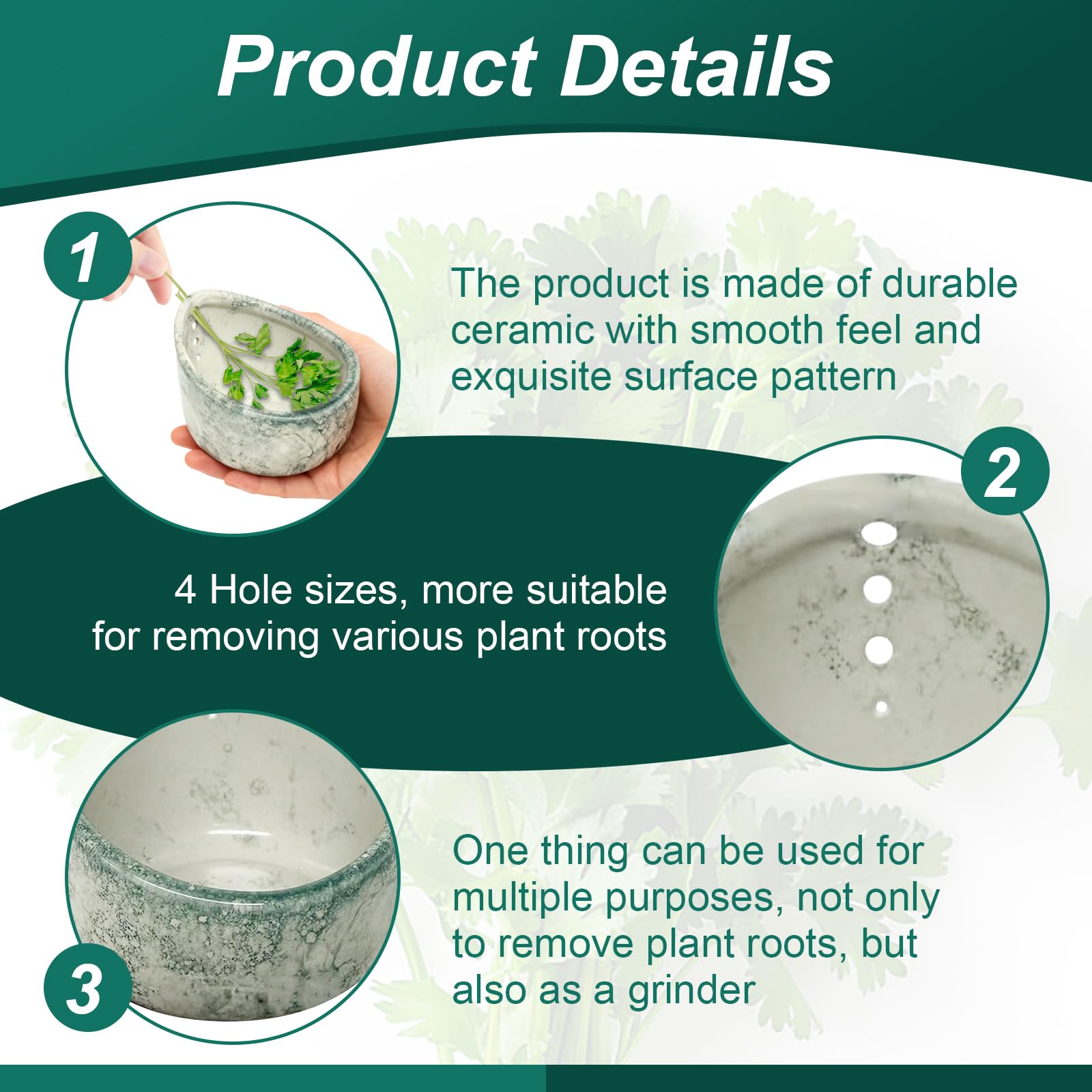 Aiuulu herb peeler bowl material: durable ceramic preserves aroma and flavor