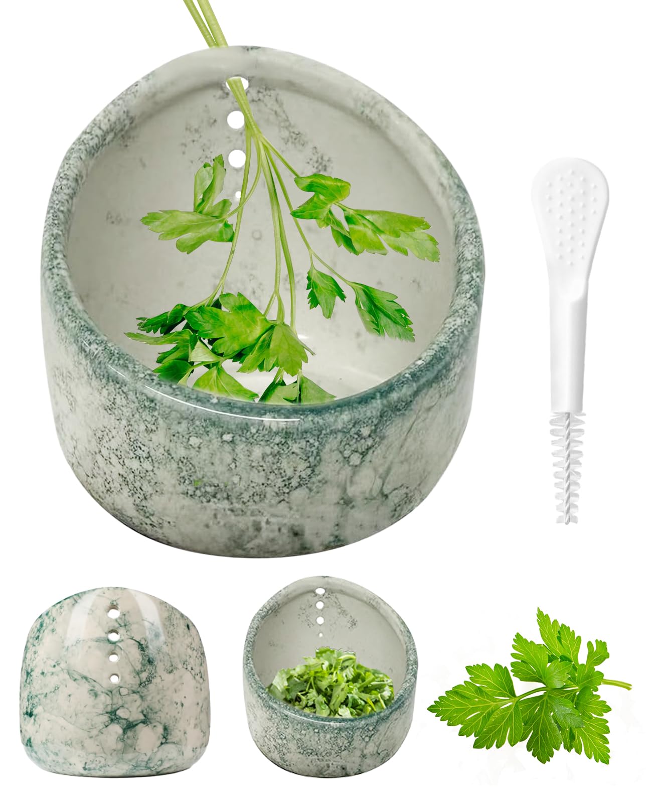 Aiuulu pottery herb stripper bowl assembly for quick, clean herb prep at home