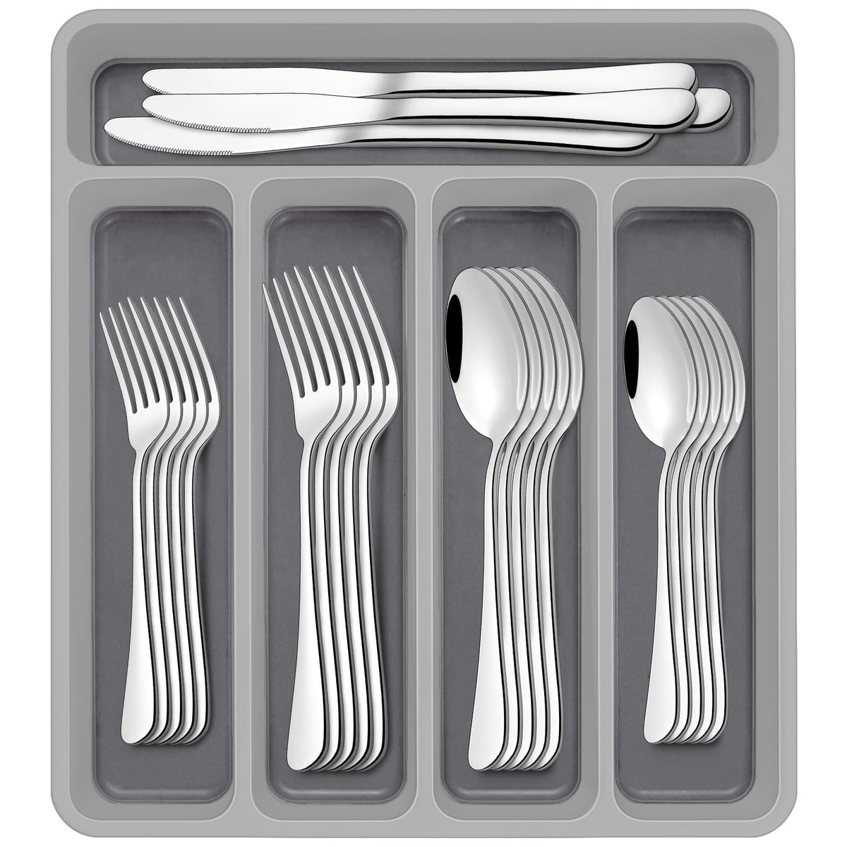 AIVIKI 60 piece silverware set with organizer for tidy drawers