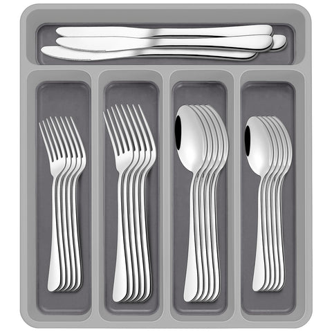 AIVIKI 60 piece silverware set with organizer for tidy drawers