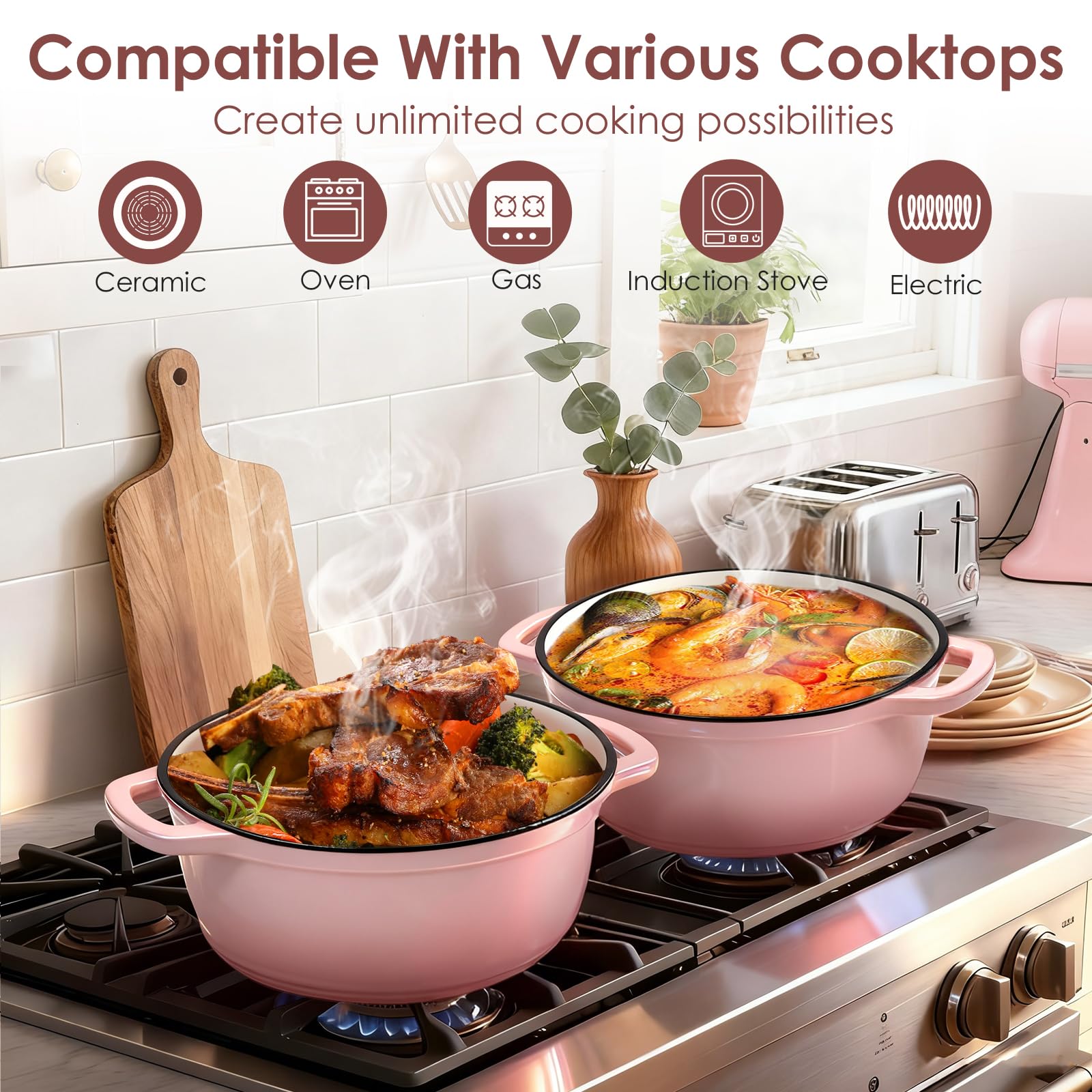 AIVIKI 5QT Dutch oven ideal for bread baking and braising