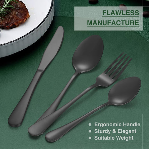AIVIKI ergonomic-handle flatware delivers comfortable grip for adults and kids.
