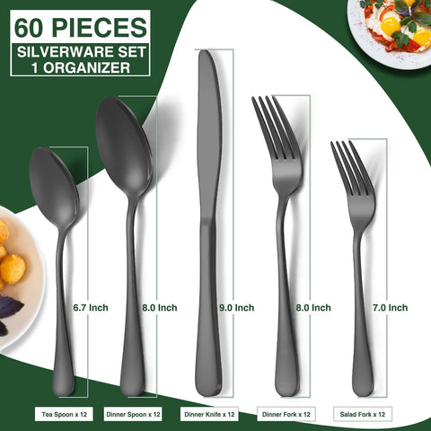 AIVIKI flatware organizer drawer non-slip tray keeps silverware tidy.