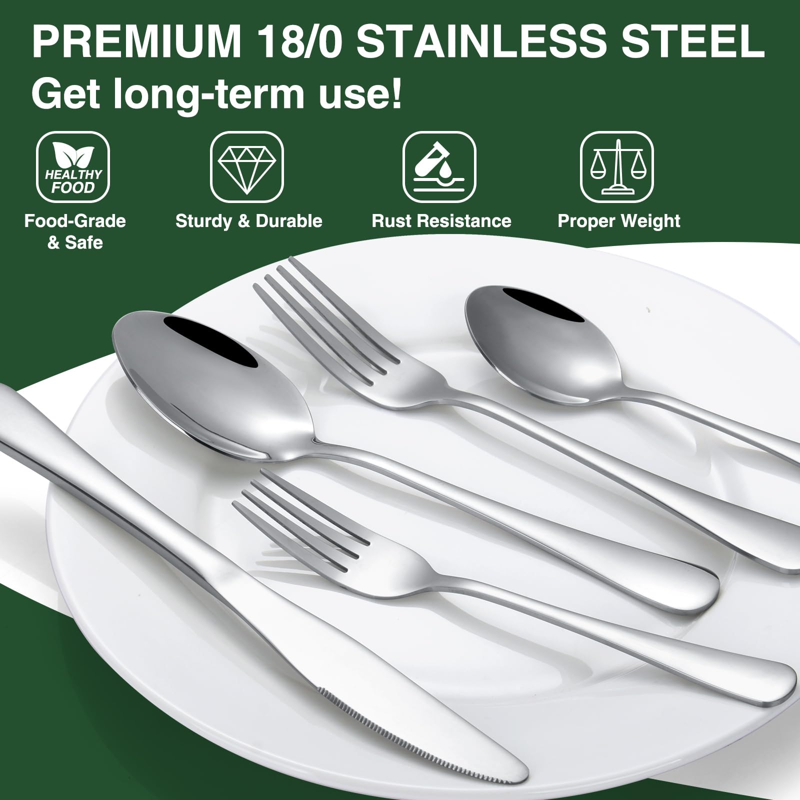 AIVIKI stainless steel dinner forks with comfortable grip