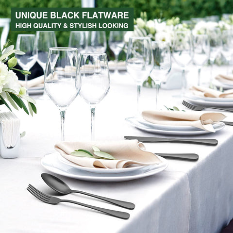 AIVIKI black flatware suitable for home, cafe, and hotel dining.