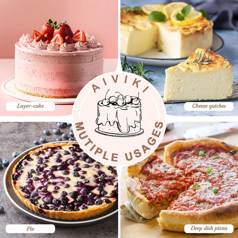 AIVIKI versatile baking uses shown with various desserts.