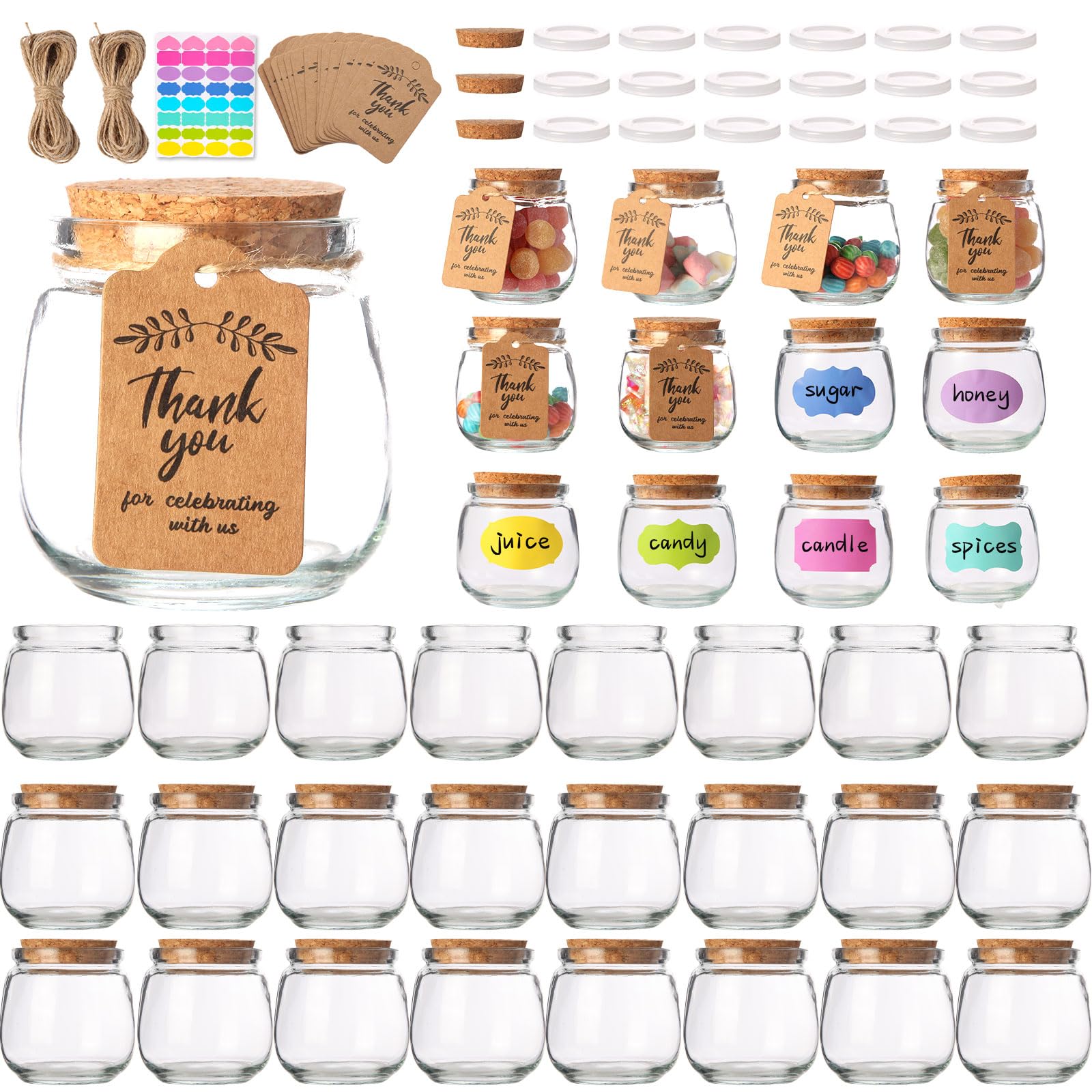 AIXIANG 7oz glass jar with cork lid, ready for wedding favors and treats.
