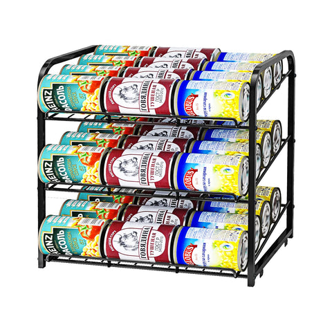 AIYAKA can rack 3-tier stackable front view shows organized pantry space
