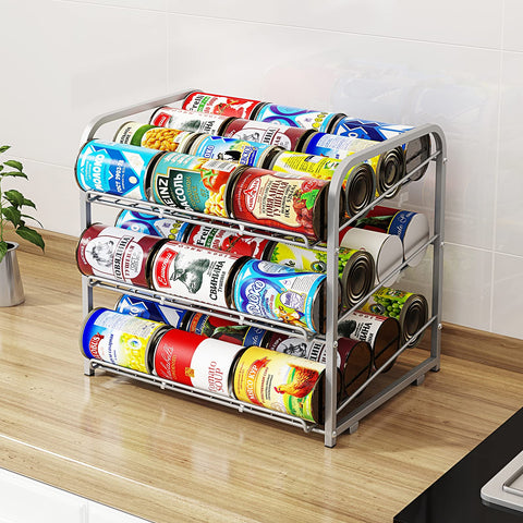 AIYAKA Can Rack holds up to 36 cans for organized pantry.