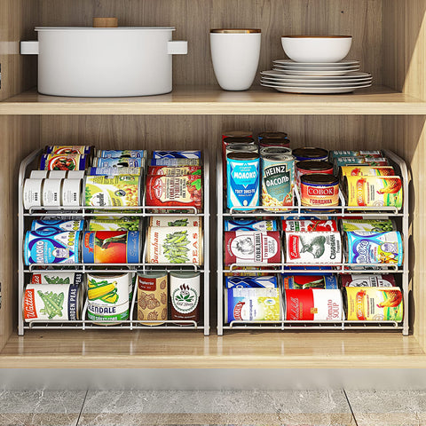 AIYAKA Can Rack adjustable dividing lines customize shelf layout.