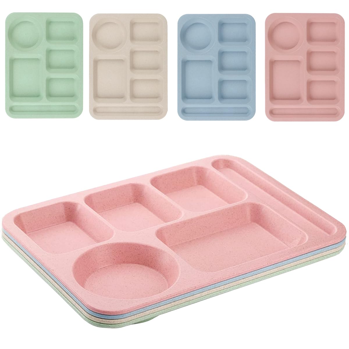 AIYoo 4pcs divided plate 14inch keeps meals organized for family dining.