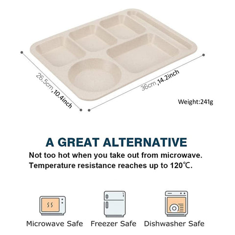 AIYoo six-compartment lunch tray separates foods to prevent mixing.