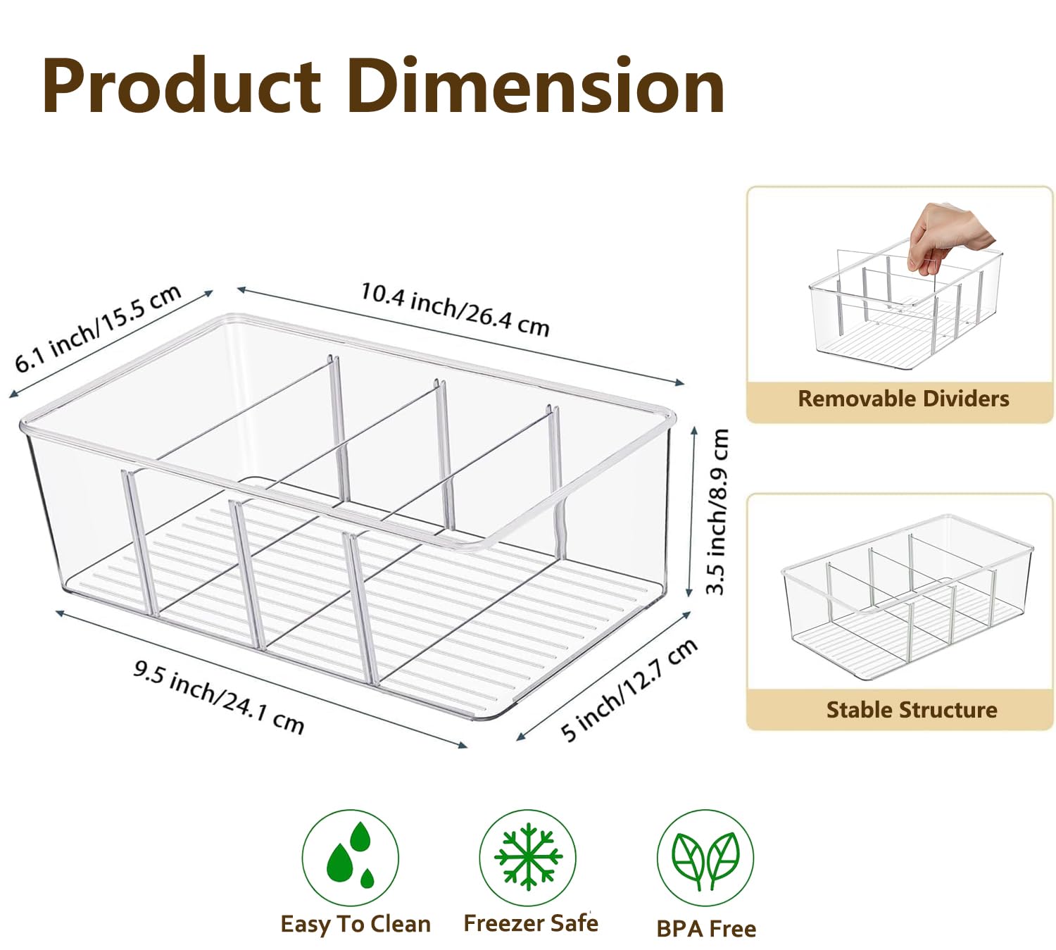 AIYULONG crystal-clear plastic bin shows contents at a glance for quick checks.