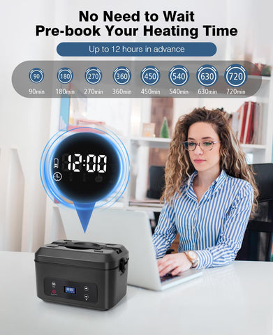 AIZOCO lunch box thermostat display shows precise heat control.