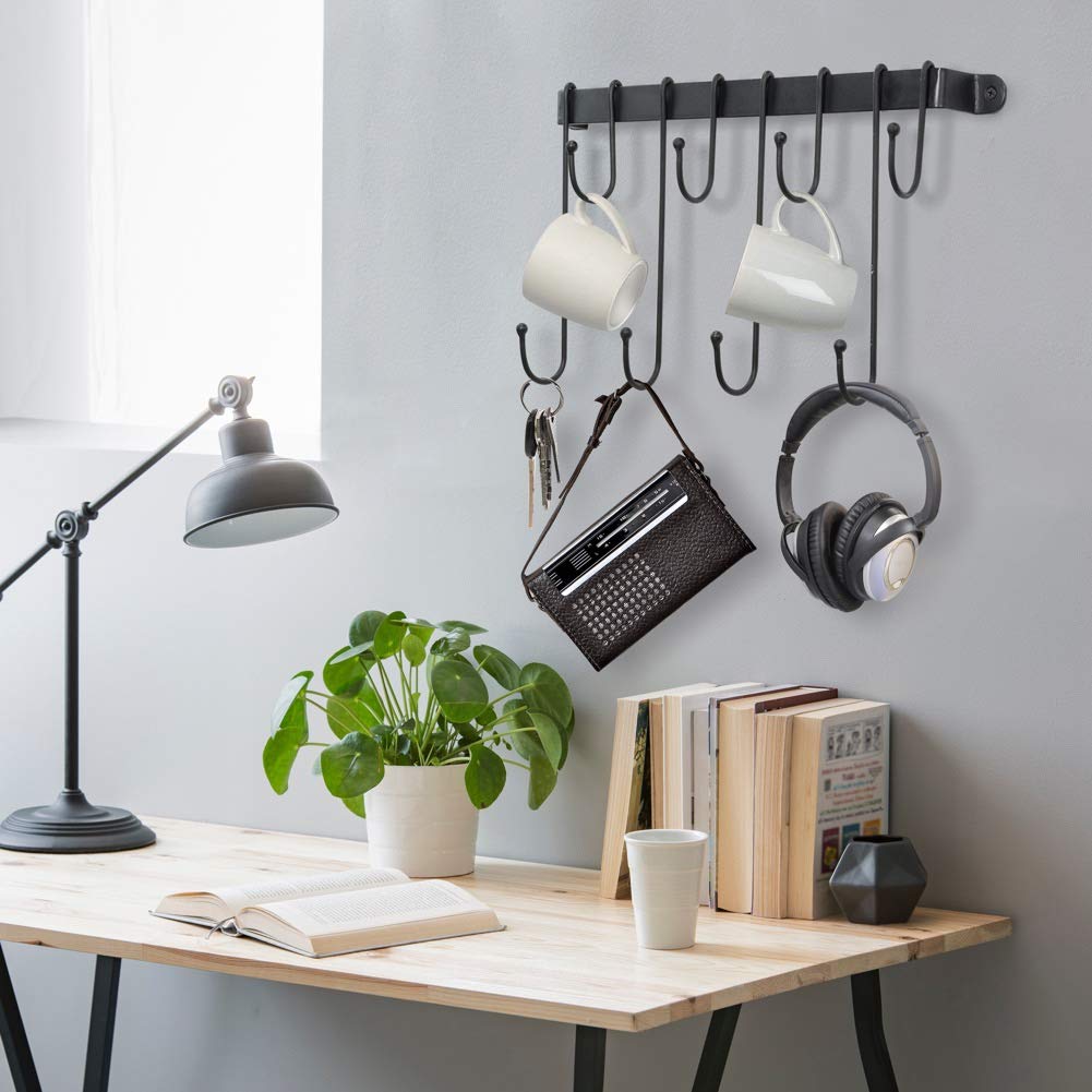 AJART mug rack adds organization to home office, dining room, or cafe counter.