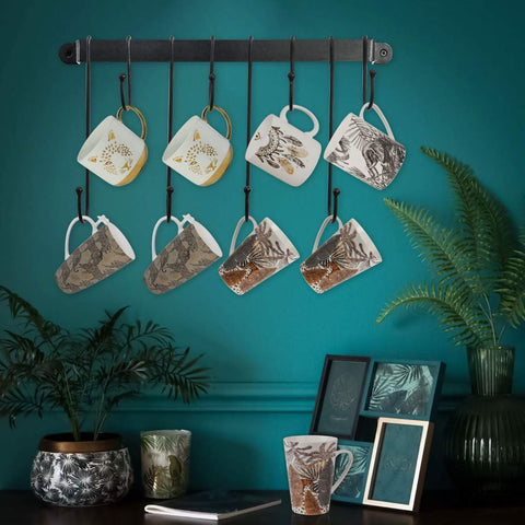 AJART wall mounted rack keeps kitchen and dining spaces tidy and accessible.