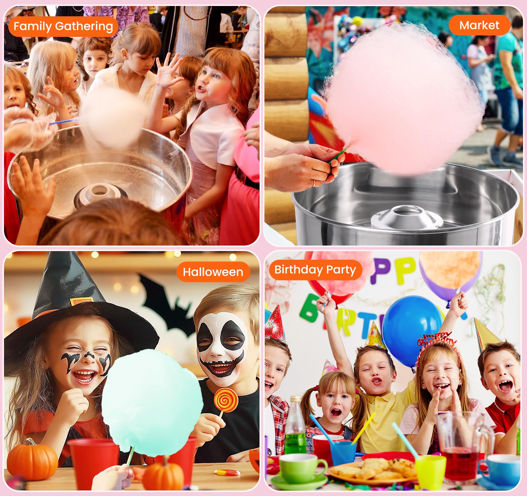 Ajgvq Cotton Candy Machine with dust cover for hygiene
