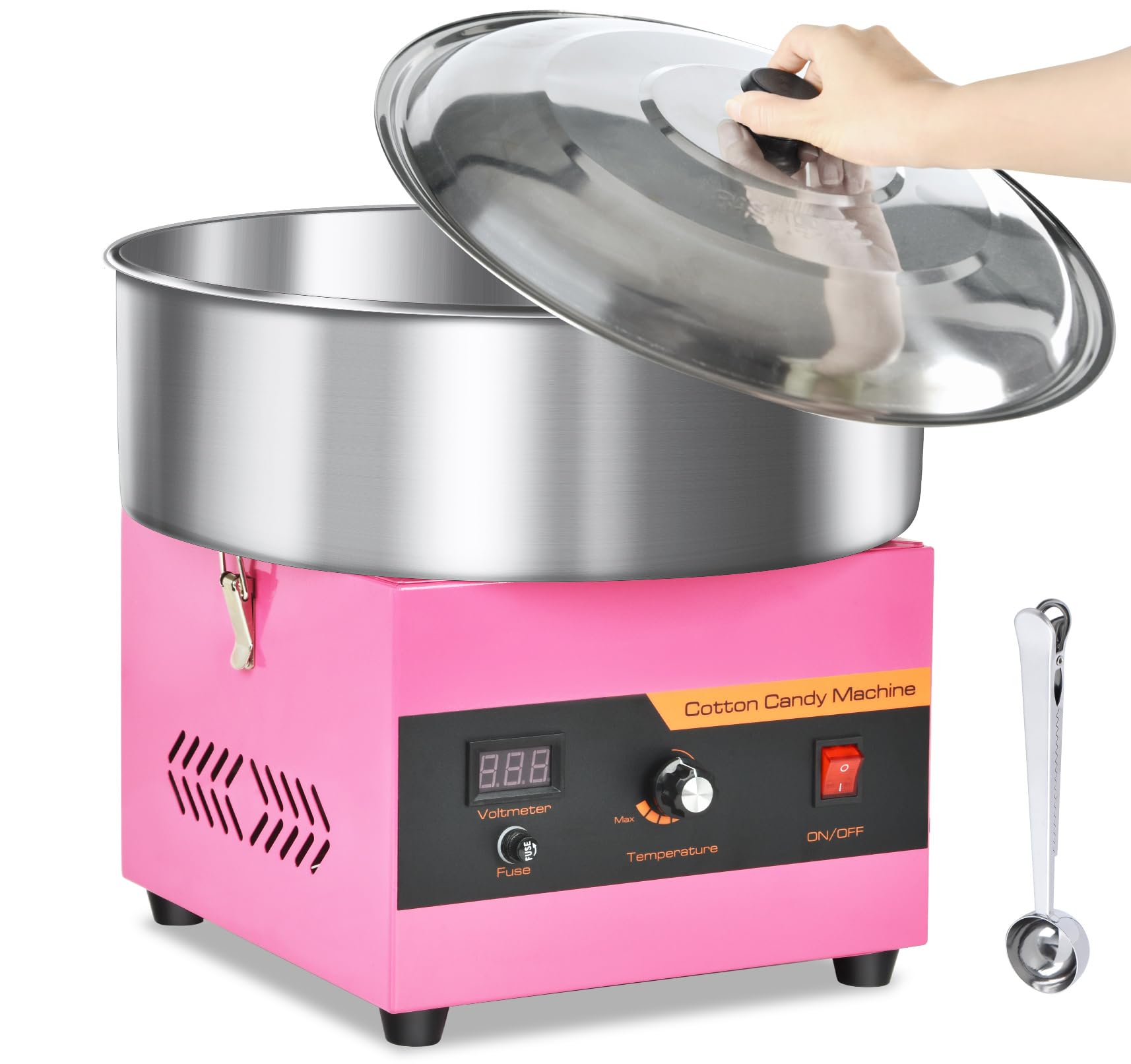 Ajgvq Cotton Candy Machine front view in pink for party crowds
