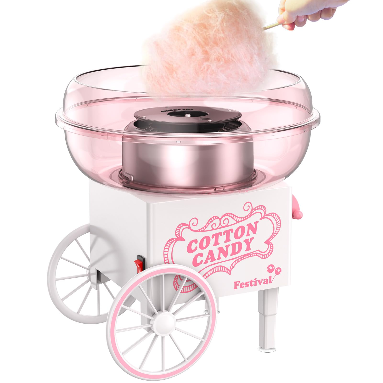 Ajgvq Cotton Candy Machine pink front view for vibrant party treats.