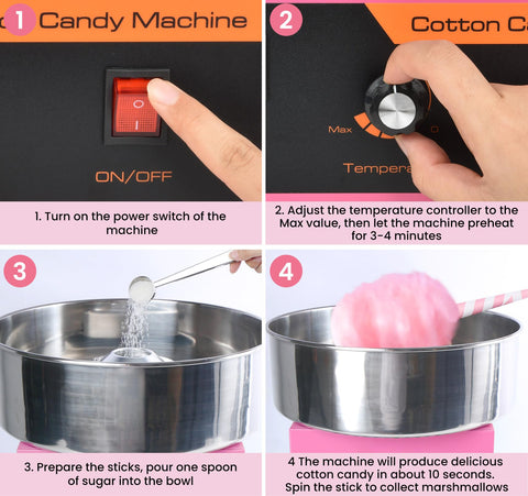 Ajgvq Cotton Candy Machine stainless steel bowl close-up for durability