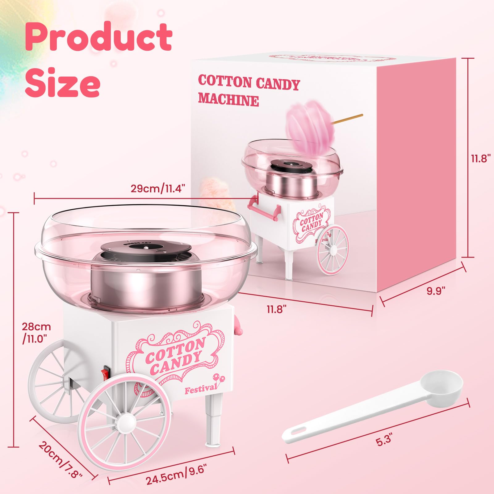 Ajgvq Cotton Candy Machine sugar bin for easy ingredient loading and fun.