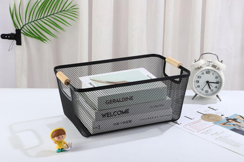 AJIODA bathroom organizer basket with metal finish for toiletries and towels