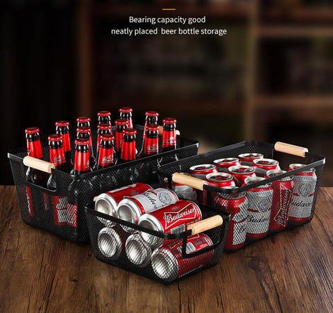 AJIODA folding wood handle basket ready for portable use