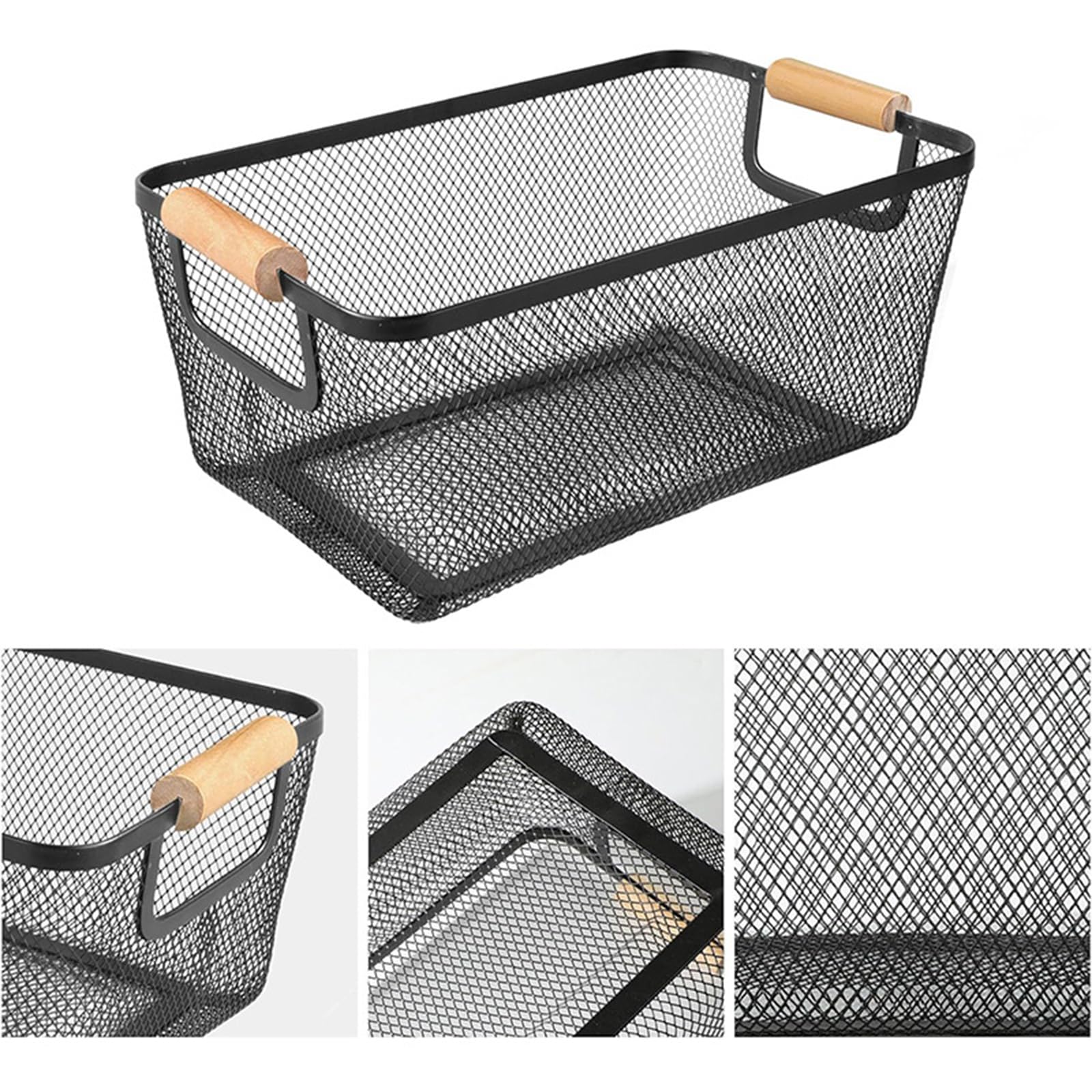AJIODA mesh basket on a shelf with handle for versatile placement and easy transport