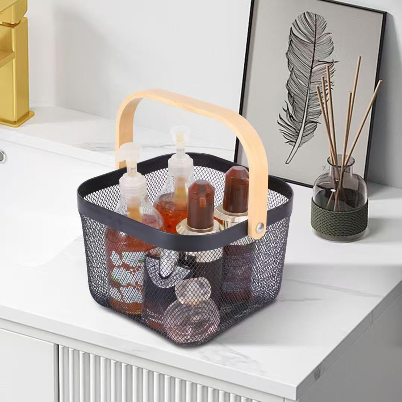 AJIODA mesh basket in bathroom storage for toiletries