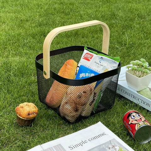 AJIODA mesh basket on a shelf for organizing pantry items