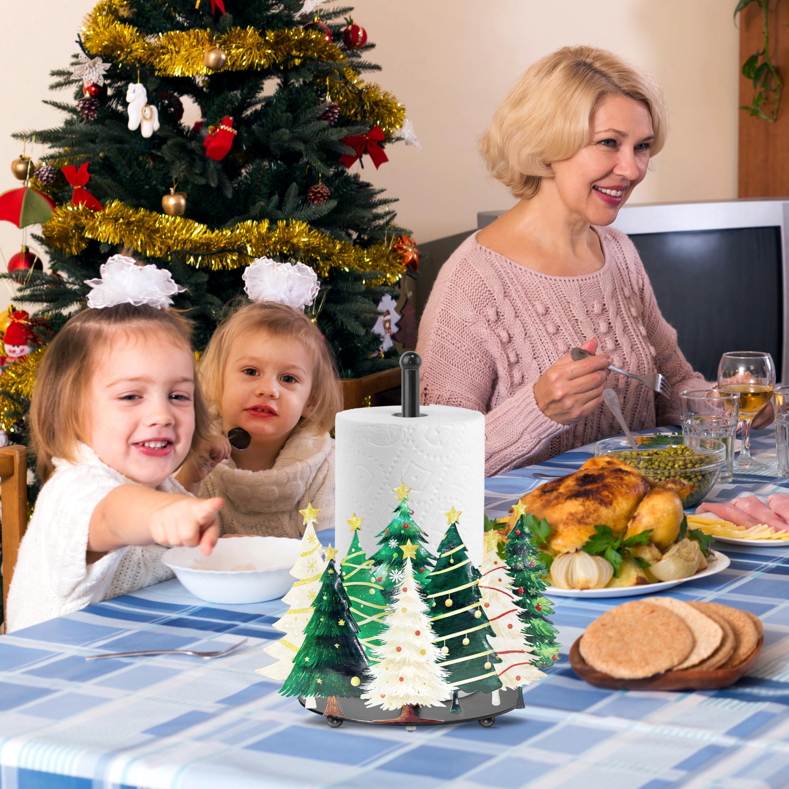 Ajiusmm detailed tree motif enhances holiday ambiance.