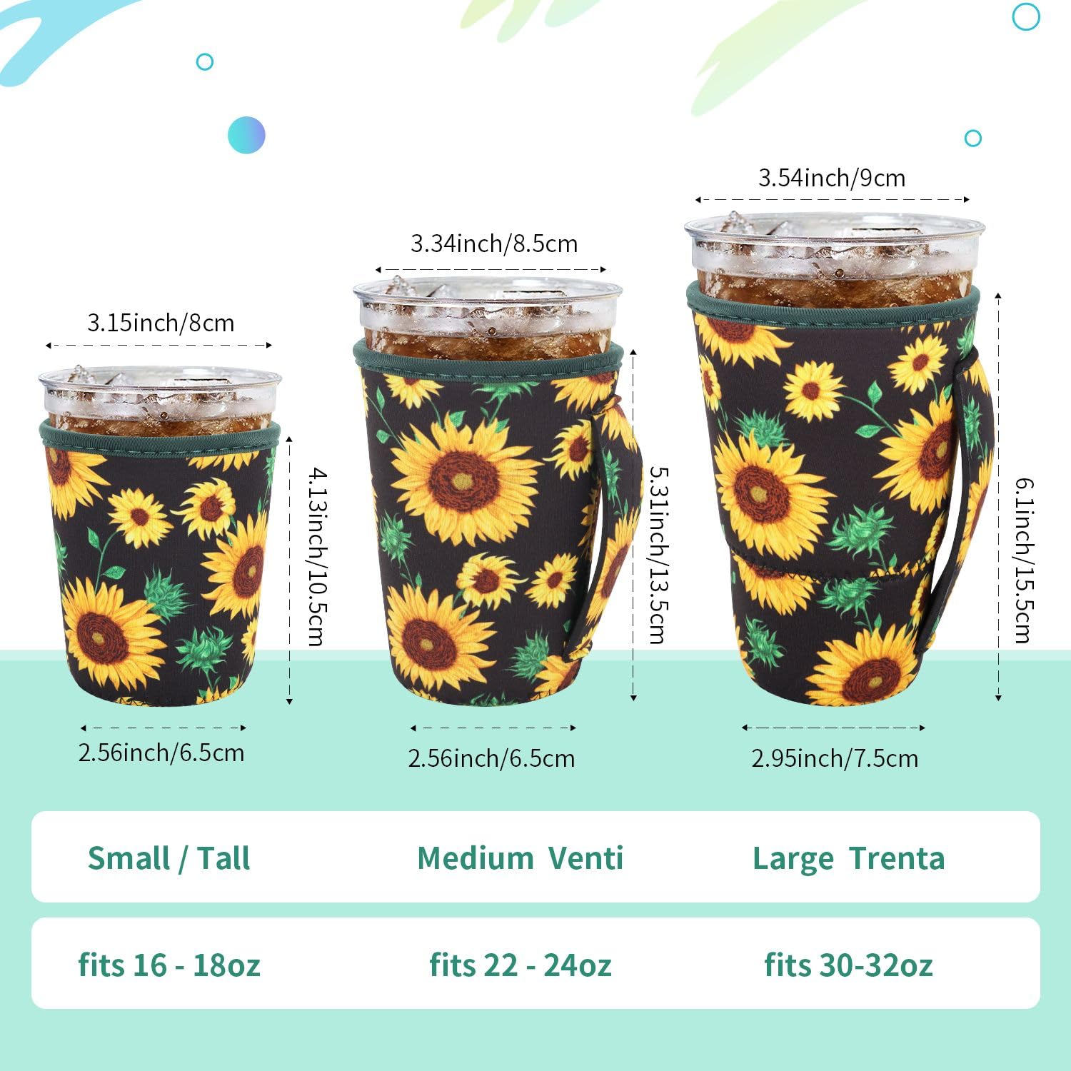 AJLTPA iced coffee sleeve medium with handle provides easy grip on the go.