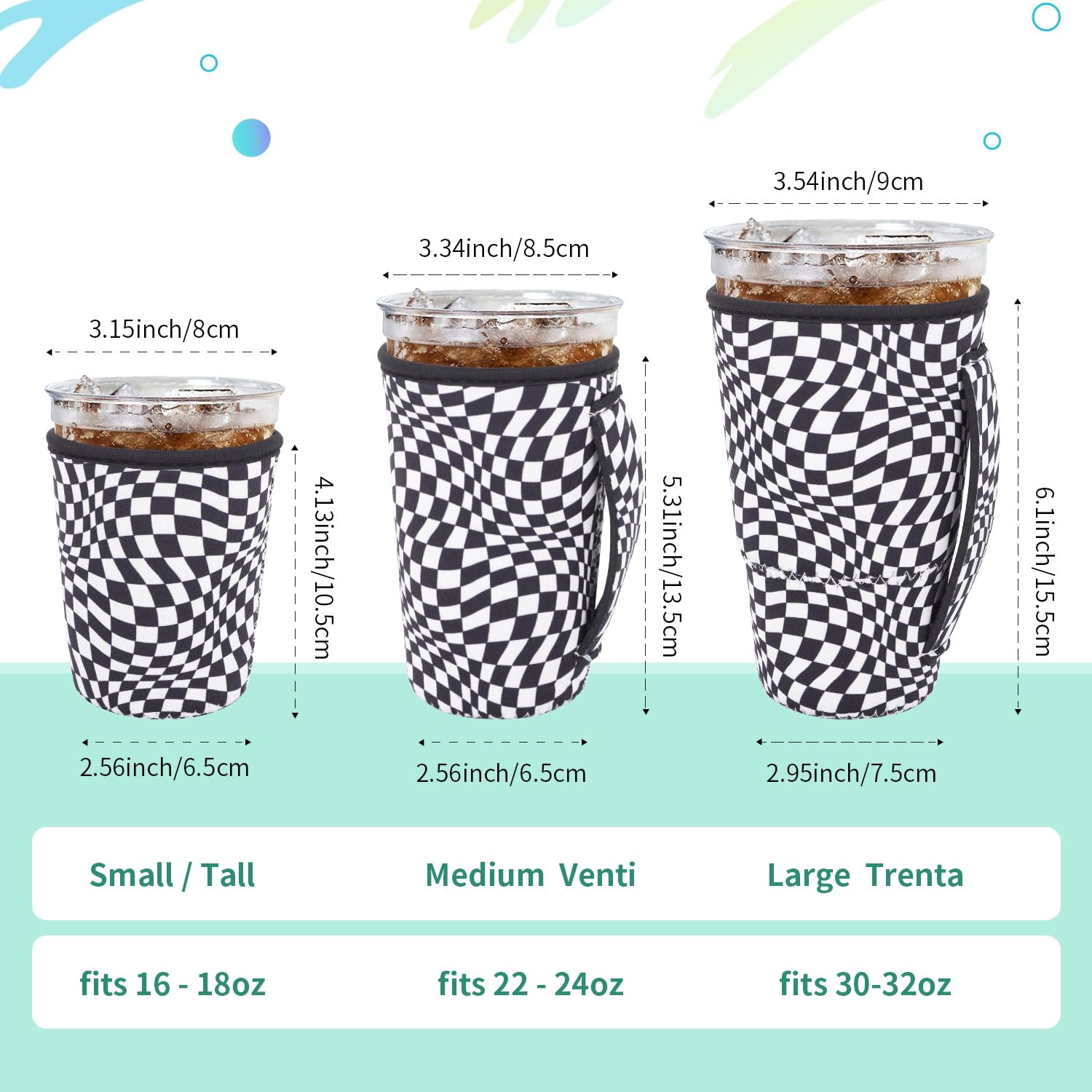 AJLTPA iced coffee sleeve with medium handle eases grip for full hands.