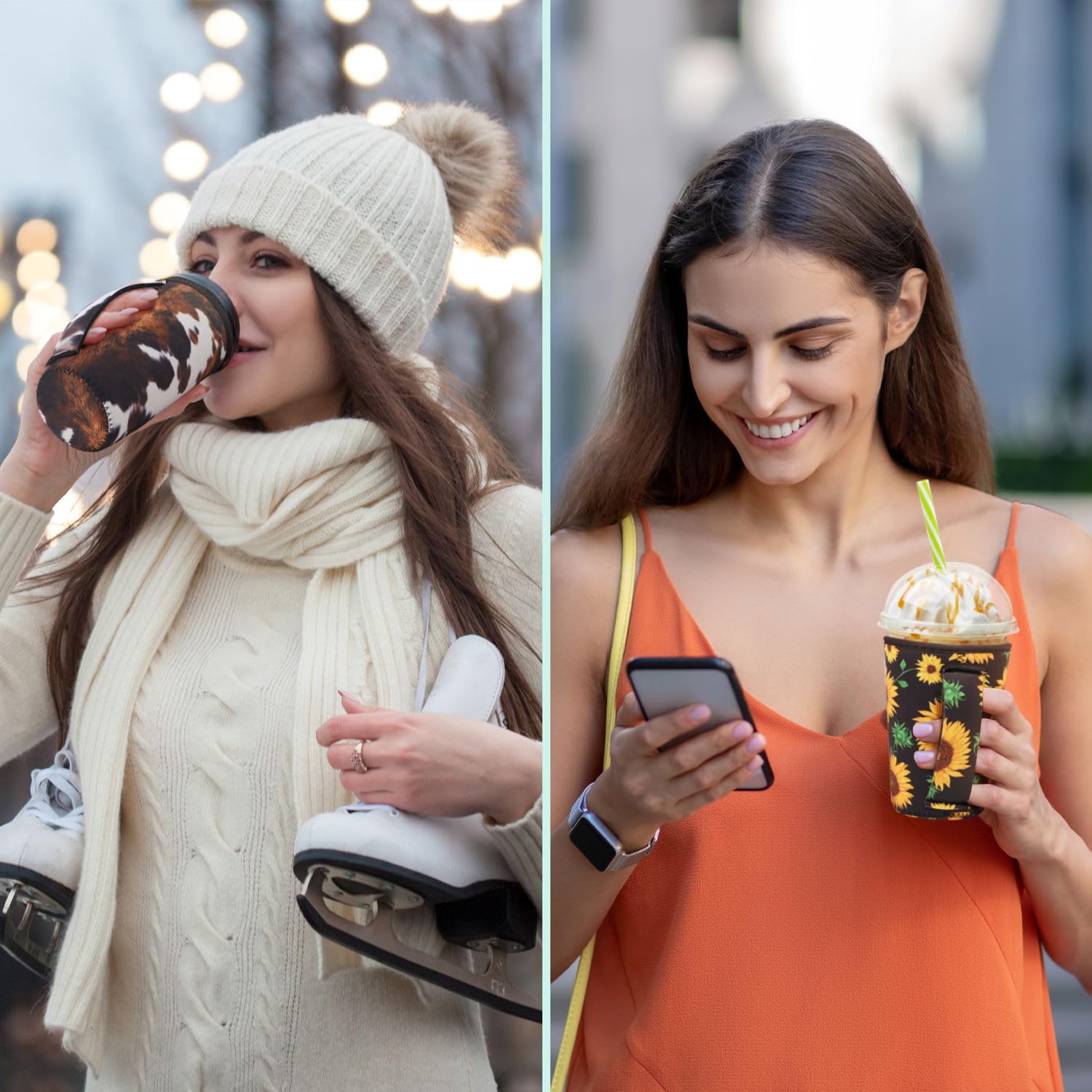 AJLTPA iced coffee sleeve on the go prevents spills while traveling.