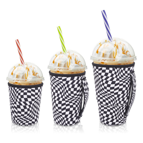 AJLTPA iced coffee sleeve small fits 16-18 oz cups, reduces condensation.