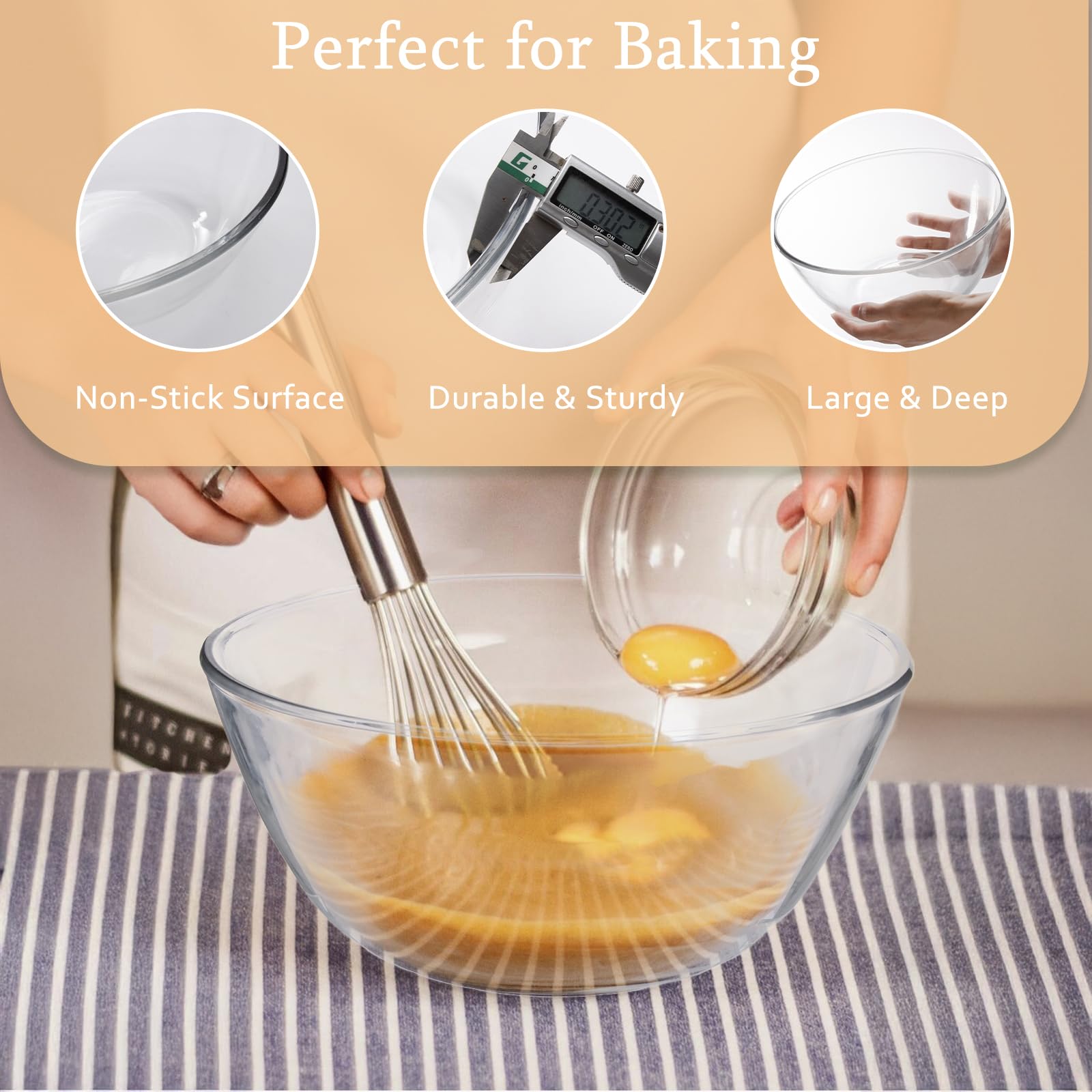 Ajrwiiy glass bowl with lid shows freshness and easy storage