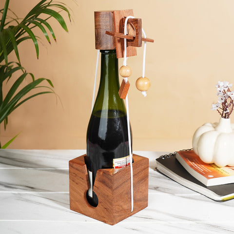 Ajuny 3D wine puzzle lock engaging adults with a brain teaser for bottle presentation.