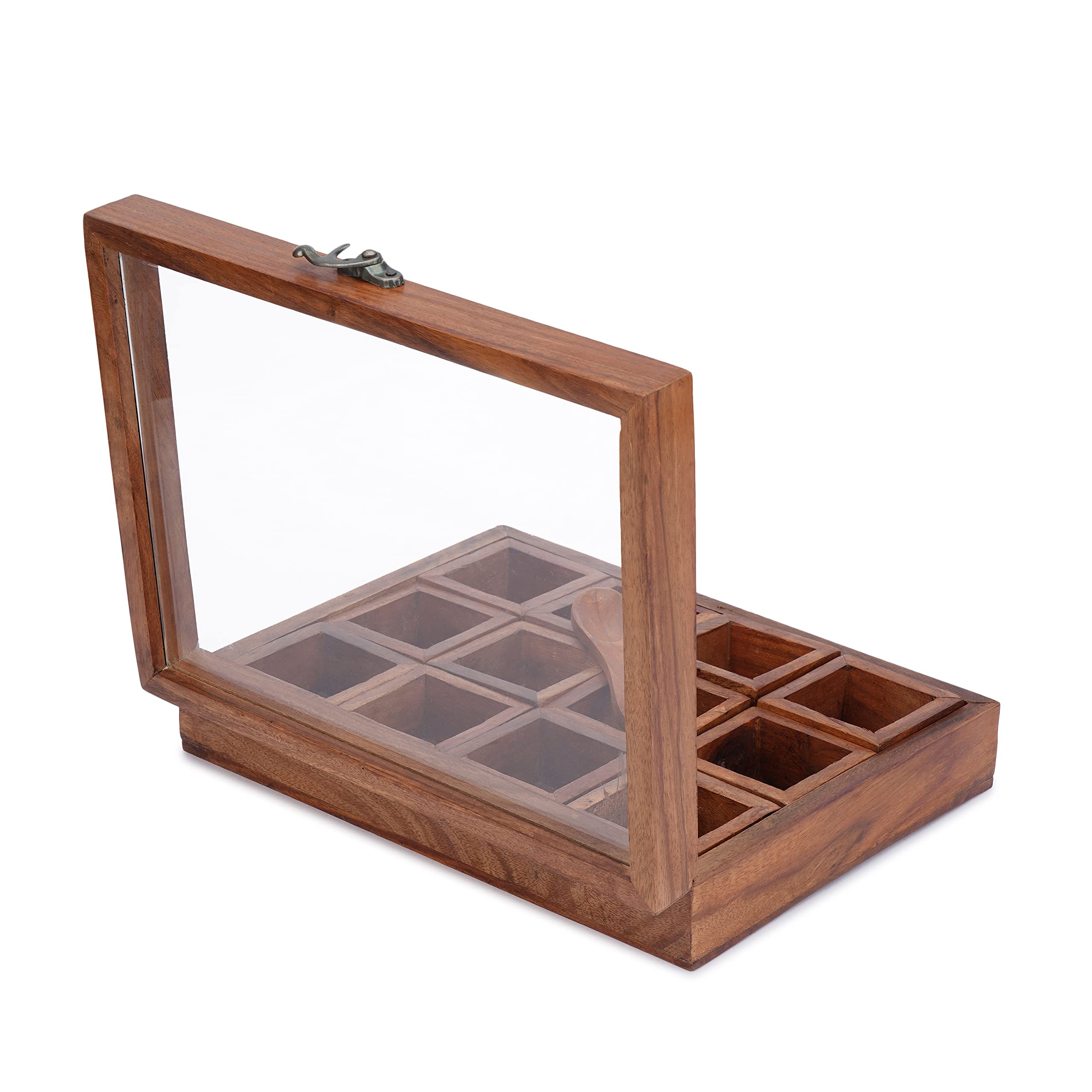 Ajuny spice box open lid design enables quick spice access.