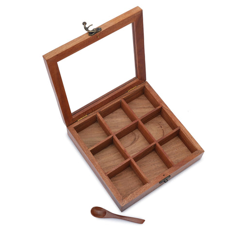 Ajuny natural wood spice box emphasizing durable, warm grain