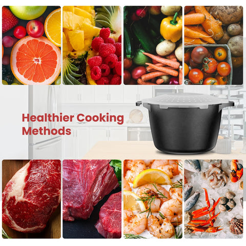 AJXX microwave steamer dishwasher-safe note highlights easy cleanup
