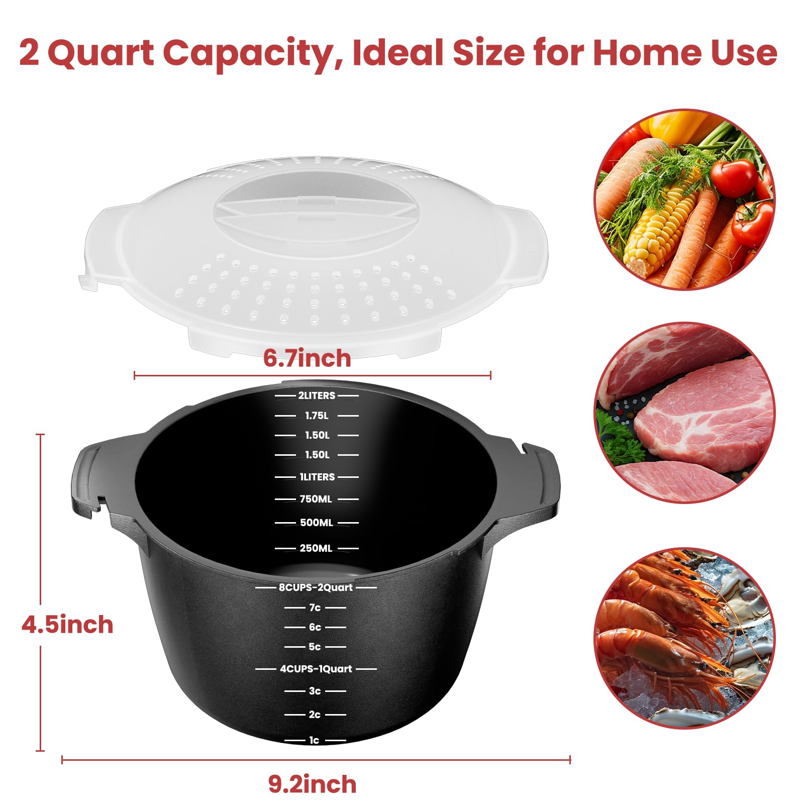 AJXX steamer filter lid holes highlights moisture control during cooking