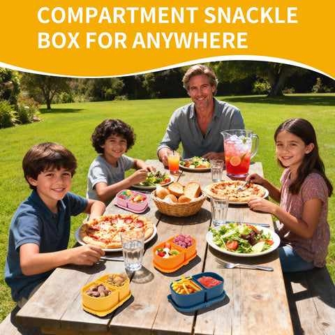 AKGGBOOOM kids snack pack keeps portions and flavors neatly separated.