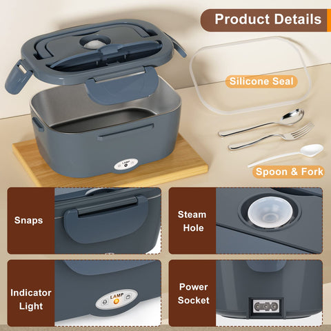 Akhia lunch box features an anti-scald handle for comfortable use.