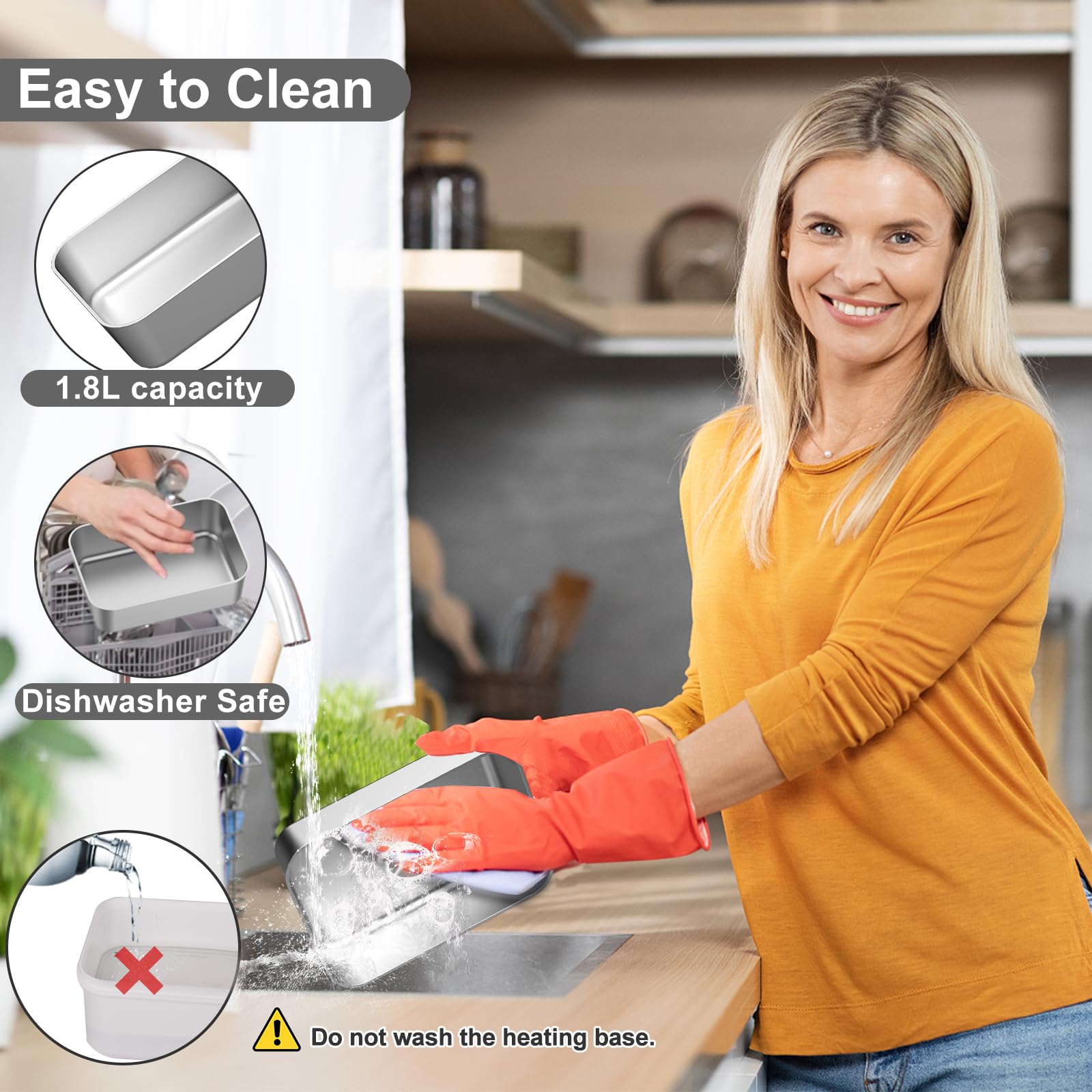 Akhia lunch box has a rubber-textured handle for comfortable carrying.