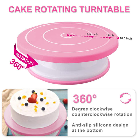 AKHMLEF non-slip base keeps cakes steady during decorating.