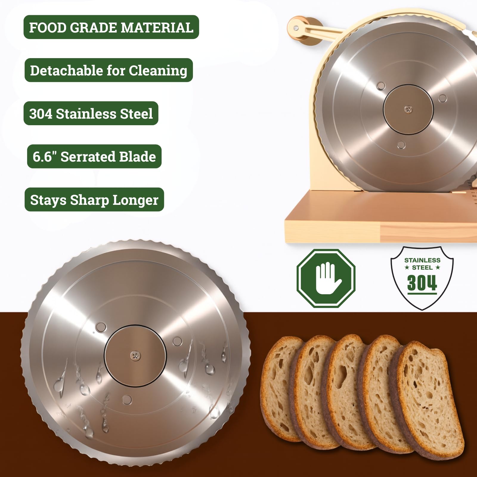 Akia Collection artisan loaf slicing demonstrates clean cuts and reduced crumb mess.