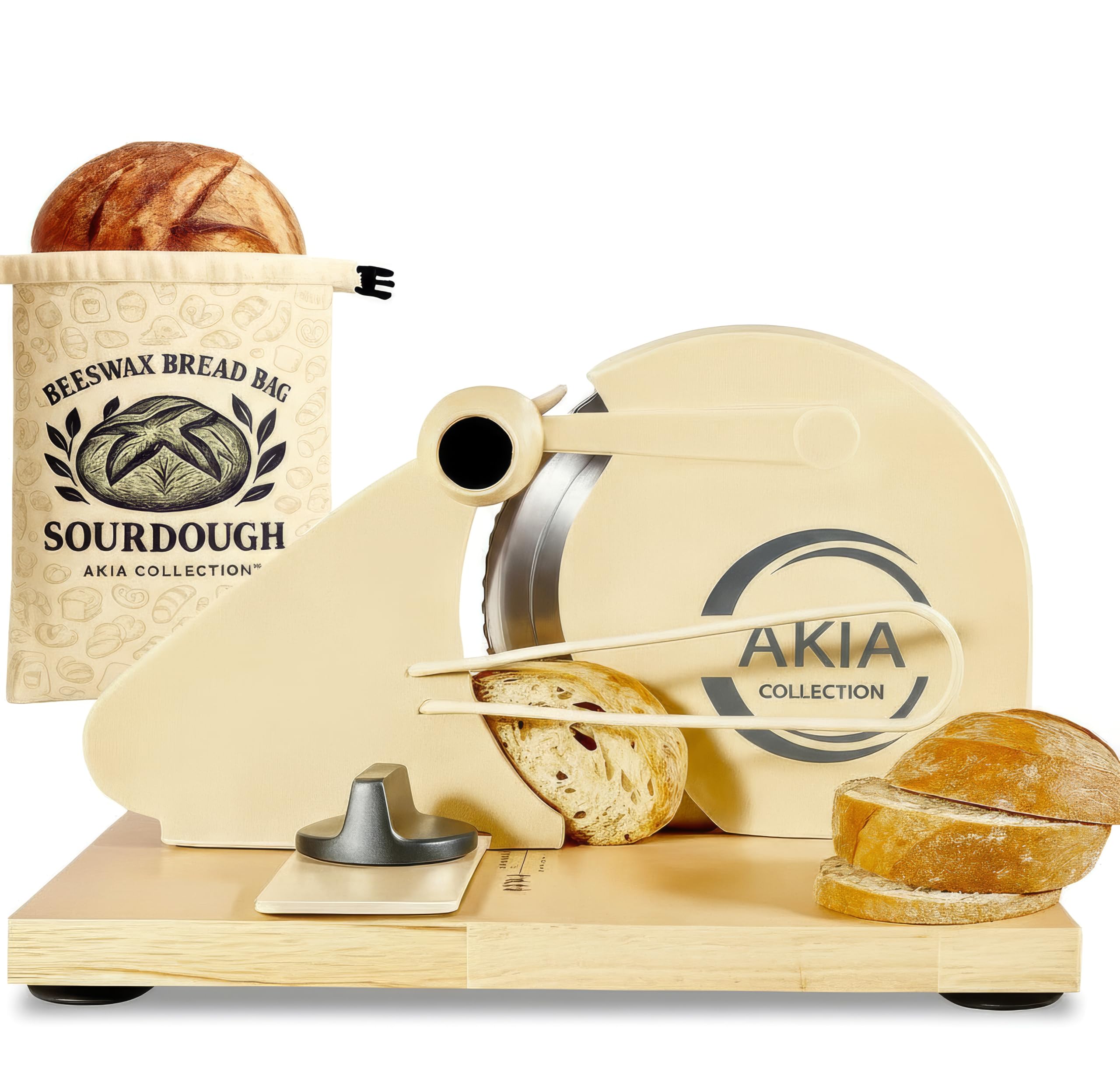 Akia Collection bread slicer base shows sturdy platform for precise cuts and stability.