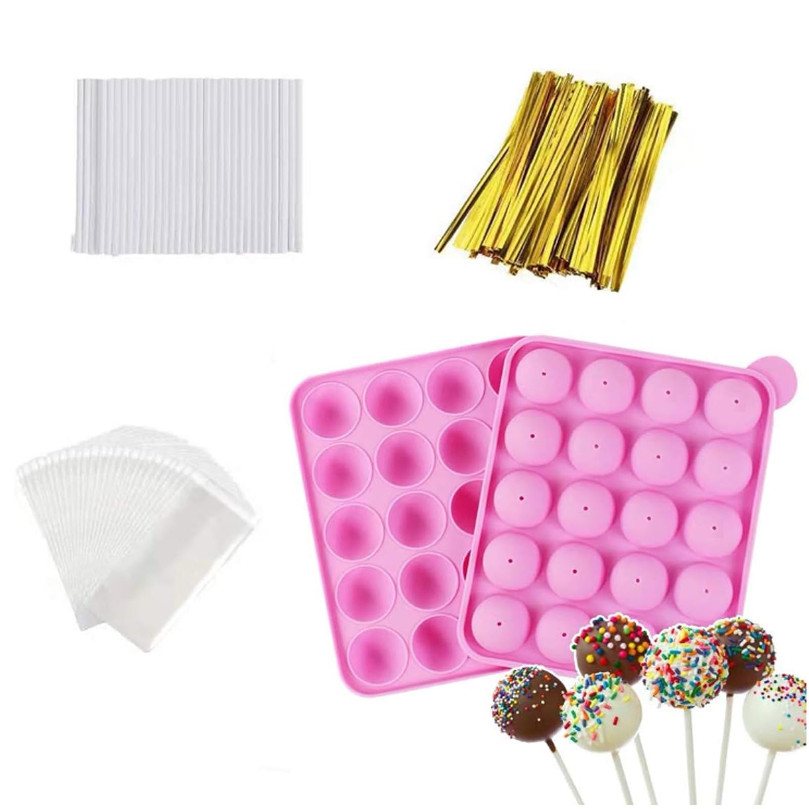 AKINGSHOP 20-cavity silicone cake pop mold set for easy release and fun treats