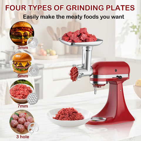 Akiosk slicer shredder attachment for KitchenAid provides precise slicing and shredding.
